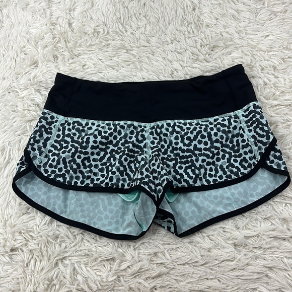 Lululemon Run: Speed Short *Block-It Pocket Ace Spot Tranquil Blue Black / Black - Picture 1 of 4